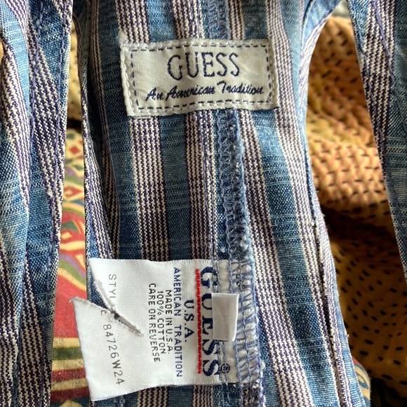 Vintage 90s Guess U.S.A. Plaid Overall Shortalls Romper Jumpsuit S - Picture 9 of 16